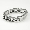 Gravur Armband Biker-Kette Herren silber-schwarz