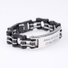 Gravur Armband Biker-Kette Herren schwarz-silber