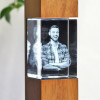 3D Glasfoto mit Leuchtstele Holz S hoch