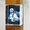 3D Glasfoto mit Leuchtstele Holz M hoch