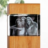 3D Glasfoto mit Leuchtstele Holz L quer