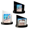 Farbiges Glasfoto Frame L + Clarisso Sockel Weiß - SET -  105x140x35 hoch