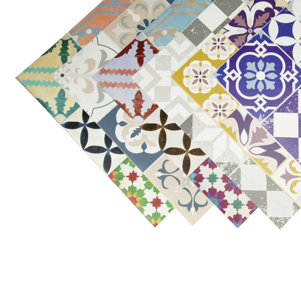 Vinyl 30 BEIGE-BLAU Contento MOSAIK cm | Tischset 40 - bedruckt Motiv x