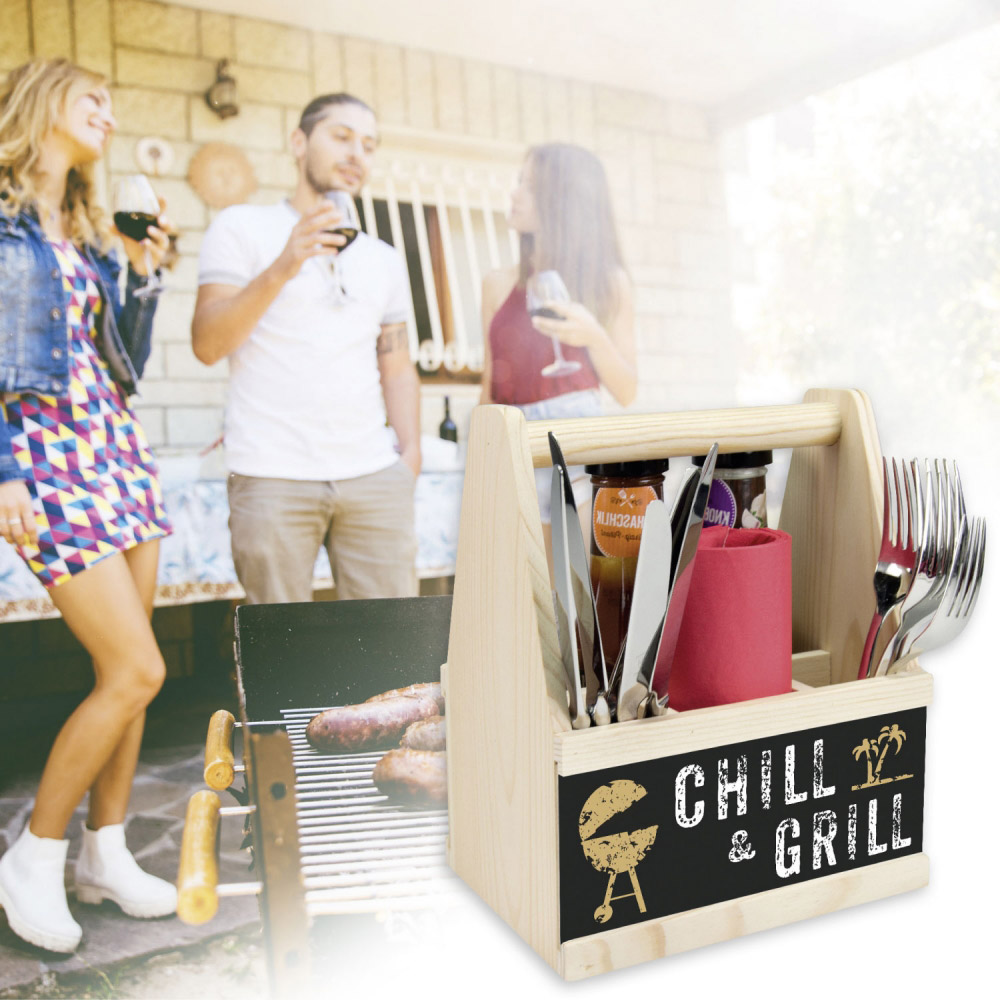 Contento Besteck | & Holz CHILL Besteckträger Caddy GRILL