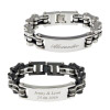 Gravur Armband Biker-Kette Herren silber-schwarz