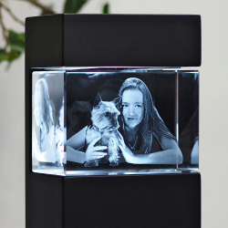 Fotogeschenke 3D Glasfoto mit Leuchtstele schwarz S quer