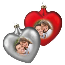 Fotogeschenke Weihnachtskugel Herz mit Foto silber 