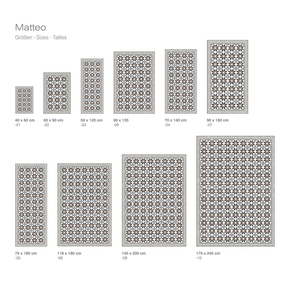 MATTEO Bodenmatte Vinyl bedruckt 90 | x - 60 Fliesendesign Contento cm blau