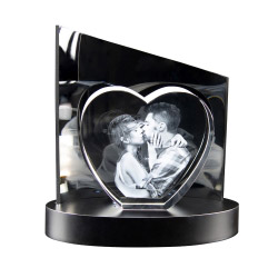 Fotogeschenke 3D Glasfoto + Clarisso® Sockel SET Herz M 120x130x40