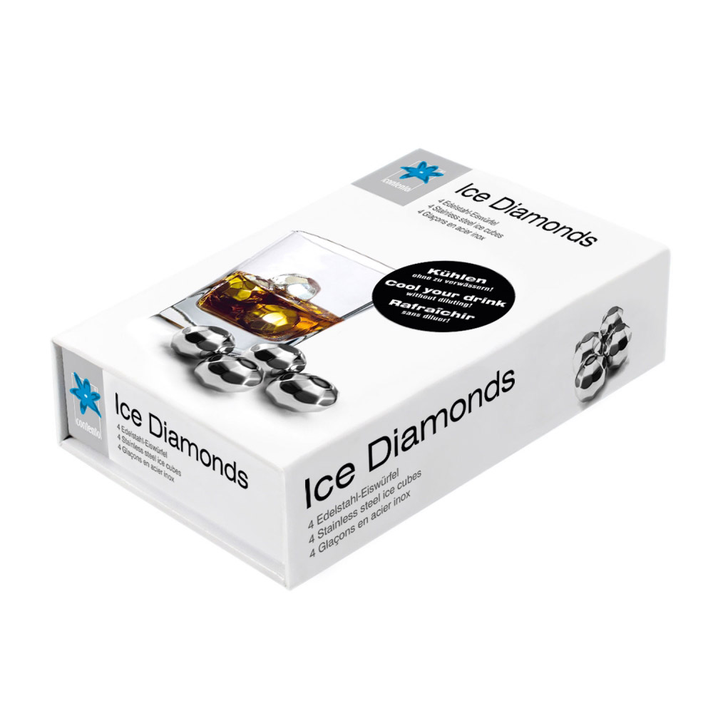 Set Contento | Ice Diamonds Edelstahl-Eiswürfel 4er