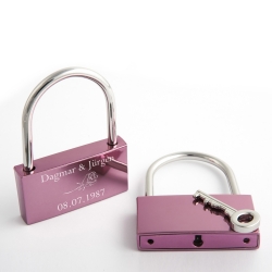Fotogeschenke Liebesschloss L graviert - pink